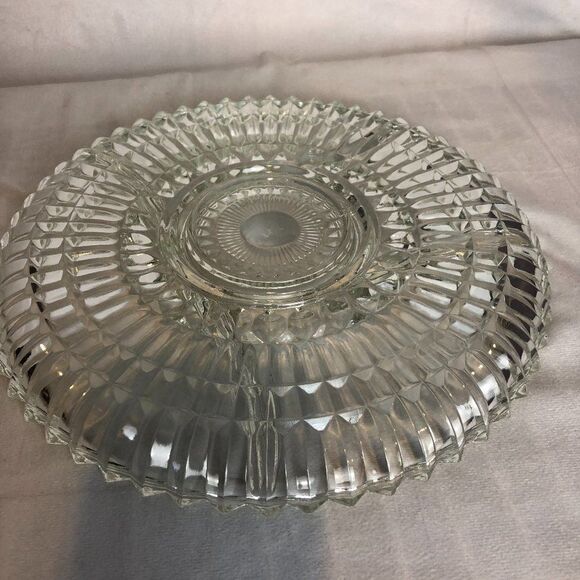 Vintage Glass: Crystal Round Divided Veggie Serving Platter Tray Dish - 12" - Picture 4 of 6